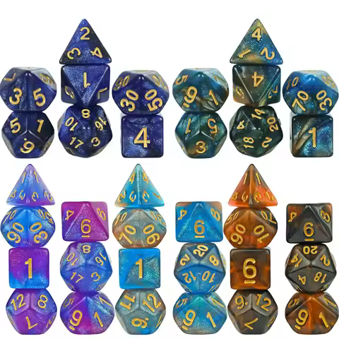 7pcs Polyhedral Dice Set DND Game Dice Entertainment Games Accessories for DND RPG Board Game