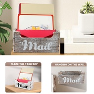 Wood Mail Organizer Vintage Mail Holder Countertop Mail Basket Wall Mount Mail Organizer Box for Off