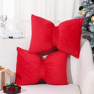 Mixweer 2 Keping Sarung Bantal Krismas Berbentuk Riben Velvet 14 x 20 Inci, Sarung Bantal Hiasan Kri