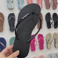 Havaianas Slim Pure Color Womens Flip Flops Bathroom Slippers Anti-Slip Casual Slip-On Shoes Rubber 