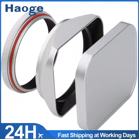 Haoge Square Metal Lens Hood Shade with Cap and 49mm Adapter Ring for Fuji Fujifilm X100VI X100V X10