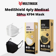 Medishield KF94 Mask Medical Surgical kf94 Face Mask 4ply medical mask kf94 Medical face mask Kf94 mask made in korea 20pcs per pack with Box Individual Pack (MDA Approved)