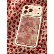 Immediately Become Large Window Gilt Pink Lily Suitable For iPhone 17 16 15 14 Pro Max i15 i16 17Pro