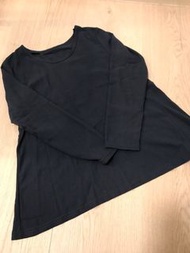 Vieso 基本款 Zara Uniqlo muji H&amp;M深藍色 後開衩 設計感 開衩七分袖圓領上衣