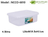 NCI 6810 4.5Litre Plastic Rectangular Container L26xW19.5xH11cm