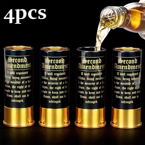 4pcs/Set Plastic 3.4x1.3inch 2nd Amendment 12 Gauge Shot Glass, Patriotic Amendment Shot Glasses,Gre