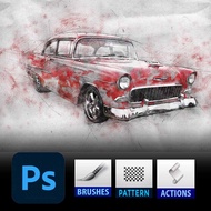 Photoshop Action Effect - Tech Sketch Photoshop Action  (English)