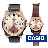 casio นาฬิกาข้อมือ นาฬิกาคาสิโอ้ สีน้ำตราล casioสายหนัง พร้อมกล่องแบรน นาฬิกาสายหนัง สำหรับผู้หญิงแล