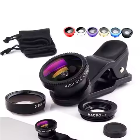 3in1 Phone Lens Fisheye 0.67x Wide Angle Zoom Lens Fish Eye Lenses Micro Camera Kits With Clip Lens 