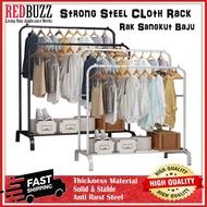 【high-end】 REDBUZZ Single Double Pole Strong Steel Laundry Rack Cloth Hanger Hanging Rak Almari Penyidai Baju