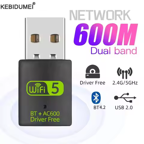 600Mbps USB WiFi Bluetooth Adapter 2 in 1 Dongle Dual Band 2.4G&5GHz USB WiFi 5 Network Wireless Blu