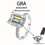 【 GRA Certificate Attached 】 3ct-10CT genuine moissanite ring, fashionable grandmother cut S925 pure