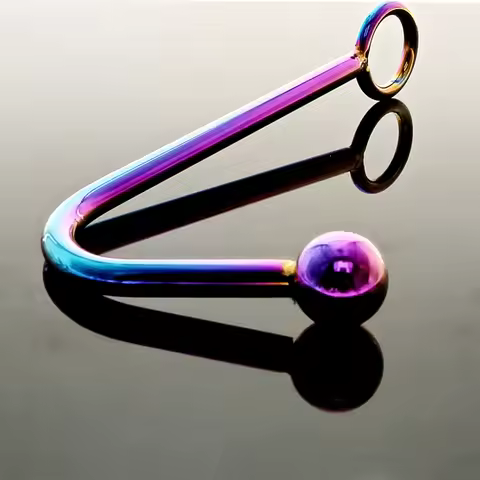 Rainbow anal hook Stainless steel anal hook with beads hole metal butt plug anus fart putty slave Pr