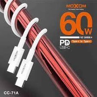 MOXOM CC71A TPE 1m Type C charging cable 60W fast charging cable 3A type c to type c cable