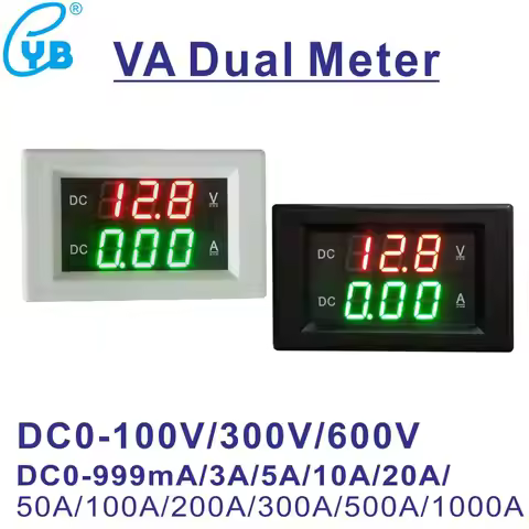 YB4835VA DC 100V 300V 600V Digital Voltmeter Ammeter Voltage Current Meter LED Display VA Dual Meter