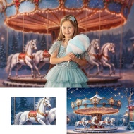Enchanted Holiday Carousel Background Kids Adult Photography Props Child Baby Decors Studio Photo Wi