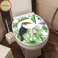 LadyHome WC Pedestal Pan Cover Sticker Toilet Stool Commode Sticker Home Decor Bathroon Decor 3D Printed Flower View Decals sg