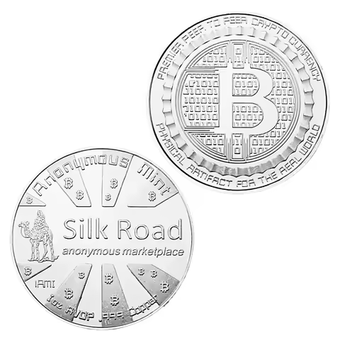 Bitcoin Collectible Gift Souvenir Coin Silk Road Bitcoin Cryptocurrency Silvery Plated Commemorative