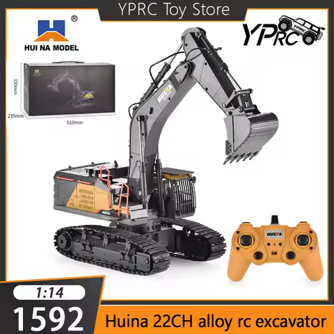 Huina 1592 1:14 RC Excavator 22CH 2.4G Alloy Engineering Car 680 Rotation Huina1592 Rc Car Model Toy