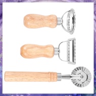[P K A M] 3PCS Ravioli Pasta Cutter Set, Ravioli Stamp Maker with Wooden Handle Ravioli Maker Pasta 