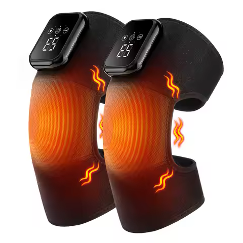 1Pcs/2Pcs Heated Knee Massager, Thermal Knee Support Wrap, 3 Level Adjustable Vibration Heating Pad 