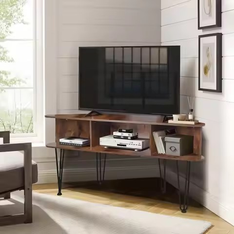 Corner TV Stand for Living Room Corner TV Stand for 50 inch TV Industrial TV Stand with Storage Corn
