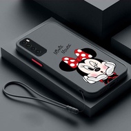 [Free Strap] Huawei nova 7 SE 7i nova 5T 3 3i 3e 4 4e Minnie Mouse Contrast Button Matte Plastic Casing Transparent Phone Case Soft Bumper Cover