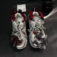 New Style Japanese Style y2k Lace Bow Alloy Love Canvas Shoes Accessories Detachable Decoration