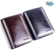 Men Short Zipper Wallet Oil Wax Leather Buckle Retro Coin Purse Bifold Pu Leather Multi-card Slot Wallet