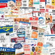50Pcs Boarding Pass Airplane Ticket Graffiti Stickers DIY Luggage Notebook Decor Decals