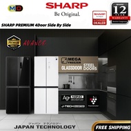 [ FREE SHIPPING ]  SHARP 4 DOOR REFRIGERATOR (489L) GLASS DOOR SJF489GW / SJF489GK/ SJF489MK MULTIDO