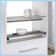 Built-in stainless steel in-cabinet dish rack kitchen plus drain dish rack cabinet layered dish storage shelf