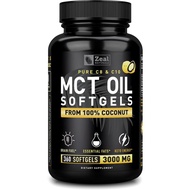 Zeal s Pure MCT Oil Capsules - 3000mg, 360 Softgels |C10, C8 MCT Oil Unrefined Coconut |  & Brain Fu