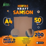 Samson Kraft Paper 200 gsm A4 Contents 50 Sheets - HVS Brown Thick Paper A4 200 Grams Invitation Paper Cardboard Certificate Greeting Card A4 Size Brown Color
