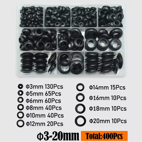 400/90pcs Rubber Seal Ring Double-sided Rubber Grommets Ring Non-toxic Odorless for Protect Wire Cab