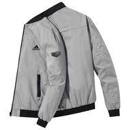 Adidas Fashion Men's Solid Col Simple Design Casual Jacket Kean Long Sleeve Zipper Bomber Jacket Jaket Lelaki