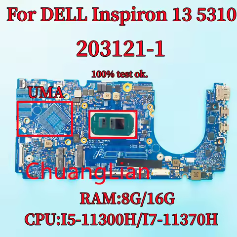 203121-1 Mainboard For Dell Inspiron 5310 laptop motherboard with I5-11300H / I7-11370H CPU RAM: 8G/