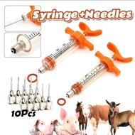 Reusable Fiberglass syringe + Free 10Pcs Assorted Stainless needles Heavy Duty injector pig syringe