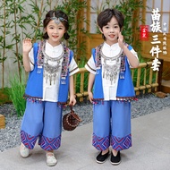 March Three Ethnic Costume Children Yao Ethnic Miao Ethnic Costume Men Women Performance Costume Gua