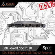 Dell PowerEdge R610 Server 1 U CPU E5620x2 Ram 8GB NO HDD Tray x2 Power x2