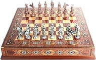 Home Office Big Size Metal Pegasus Horses Chess Set Antique and Handmade Solid Genuine Pearl Drawers Woodeninternational Chess Pieces