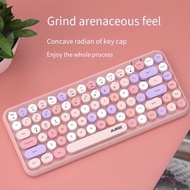 Ajazz 308i Bluetooth Wireless Keyboard Round Key Cap 84 Keys Keyboard PC Laptop girl's cute Pink ele