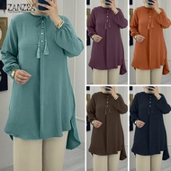 Esolo ZANZEA เสื้อสไตล์มุสลิมสำหรับผู้หญิง,เสื้อสไตล์มุสลิมใส่สบายไม่สมมาตร
