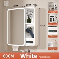 Carbon Fiber Arc Smart Bathroom Mirror Cabinet With Socket Storage