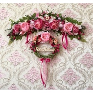 Set of 2 wreath- Bunga dekorasi lamaran/pernikahan. hiasan dinding