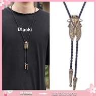 YOI Elegant Black Bolo Tie with Cicada Pendant Cowboy Cicada Necktie Western Tie