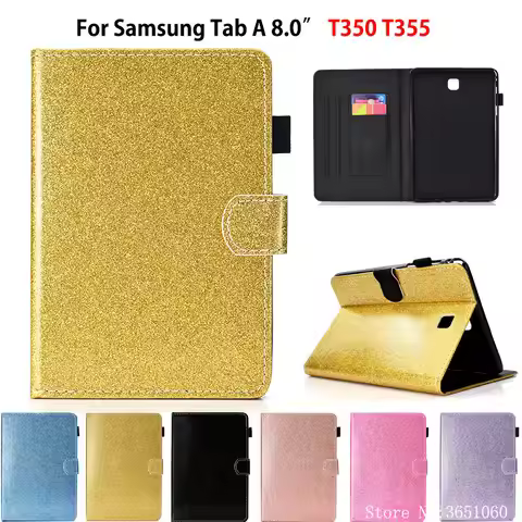 SM-T355 Glitter Case For Samsung Galaxy Tab A 8.0" T350 T355 P350 P355 SM-T350 Cover Smart Cases Fun