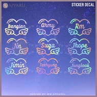 WM APPAREL Sticker Army Wings frame Premium quality decal sticker silver hologram indoor outdoor fri