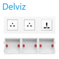 DELVIZ EU 3 hole wall socket + double US 3 hole wall socket. 16A power switch socket. With junction