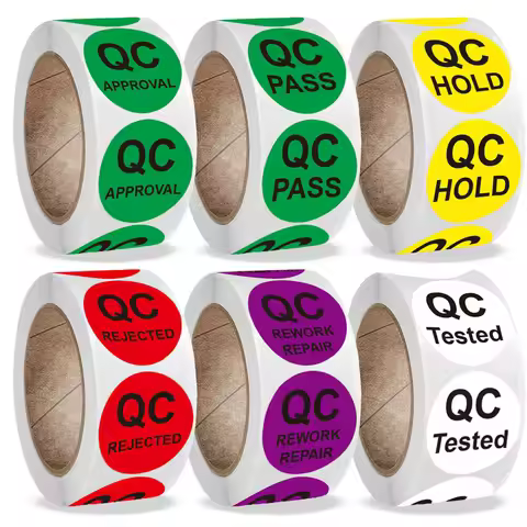 500Pcs QC PASS Adhesive Labels Factory QC Sticker QC Quality Inspection Sticker 1inch Round Seal Sti